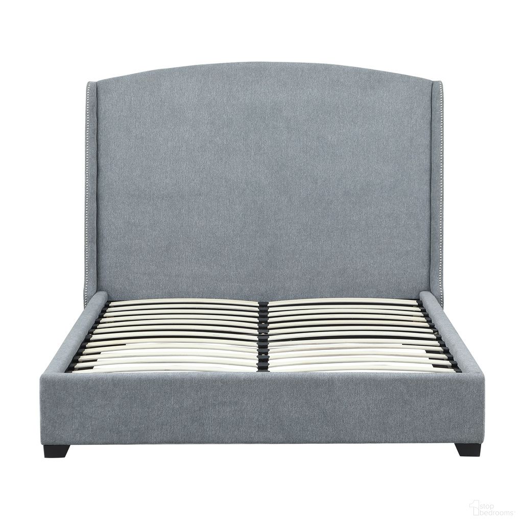 Monterey Upholstered Queen Bed Frame In Gray and Black