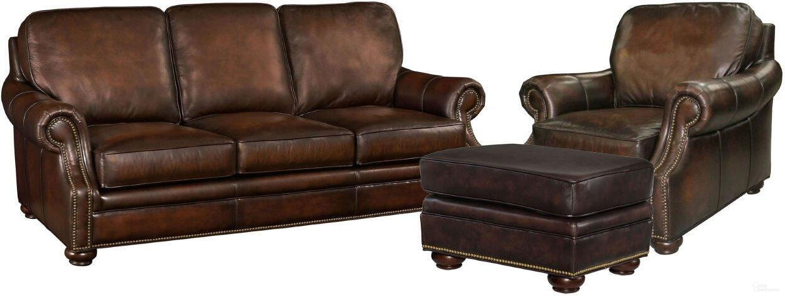 The appearance of SS Montgomery Brown Leather Living Room Set designed by Hooker in the traditional interior design. This brown piece of furniture  was selected by 1StopBedrooms from SS Collection to add a touch of cosiness and style into your home. Sku: SS185-03-089;SS185-01-089. Material: Leather.