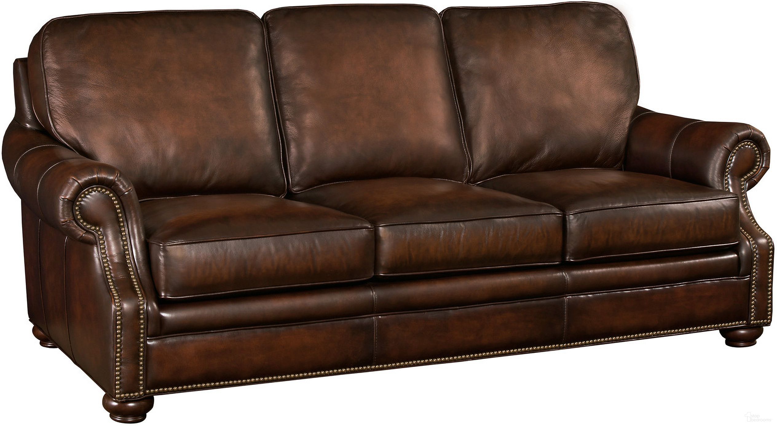 The appearance of SS Montgomery Brown Leather Sofa designed by Hooker in the traditional interior design. This brown piece of furniture was selected by 1StopBedrooms from SS Collection to add a touch of cosiness and style into your home. Sku: SS185-03-089. Material: Leather.