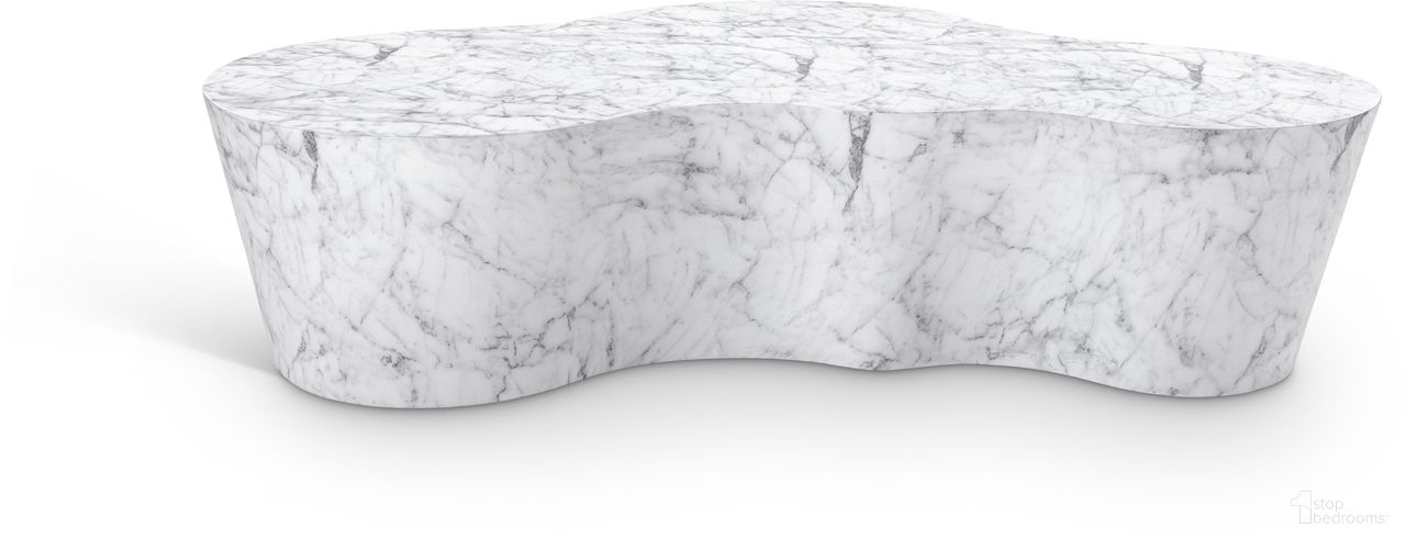 Monza Marble Finish Concrete Coffee Table In White