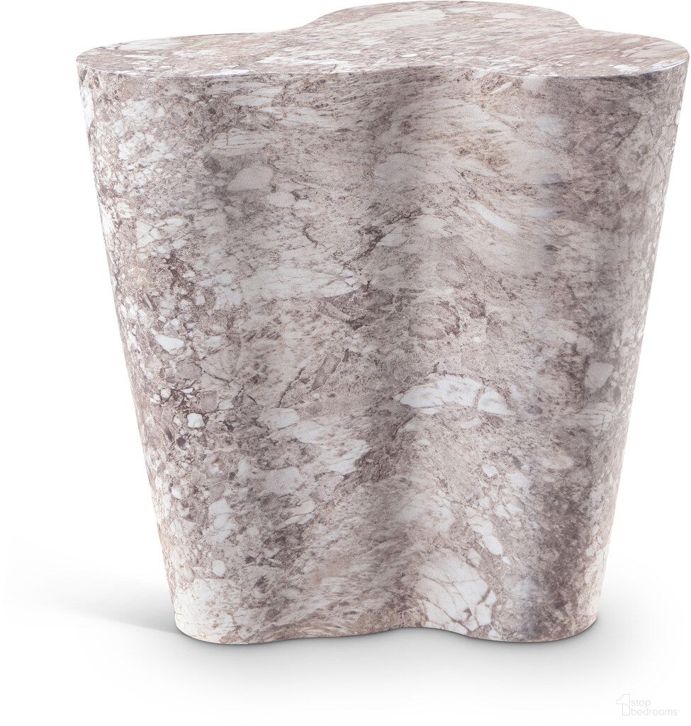 Monza Marble Finish Concrete End Table In Brown