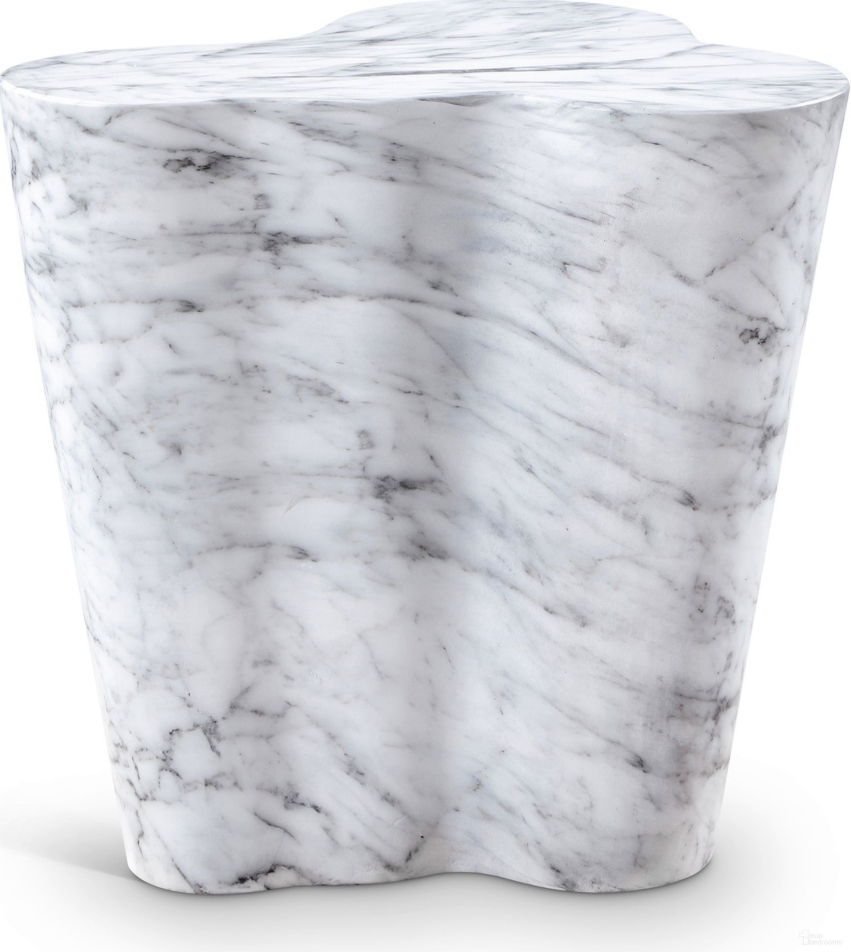 Monza Marble Finish Concrete End Table In White