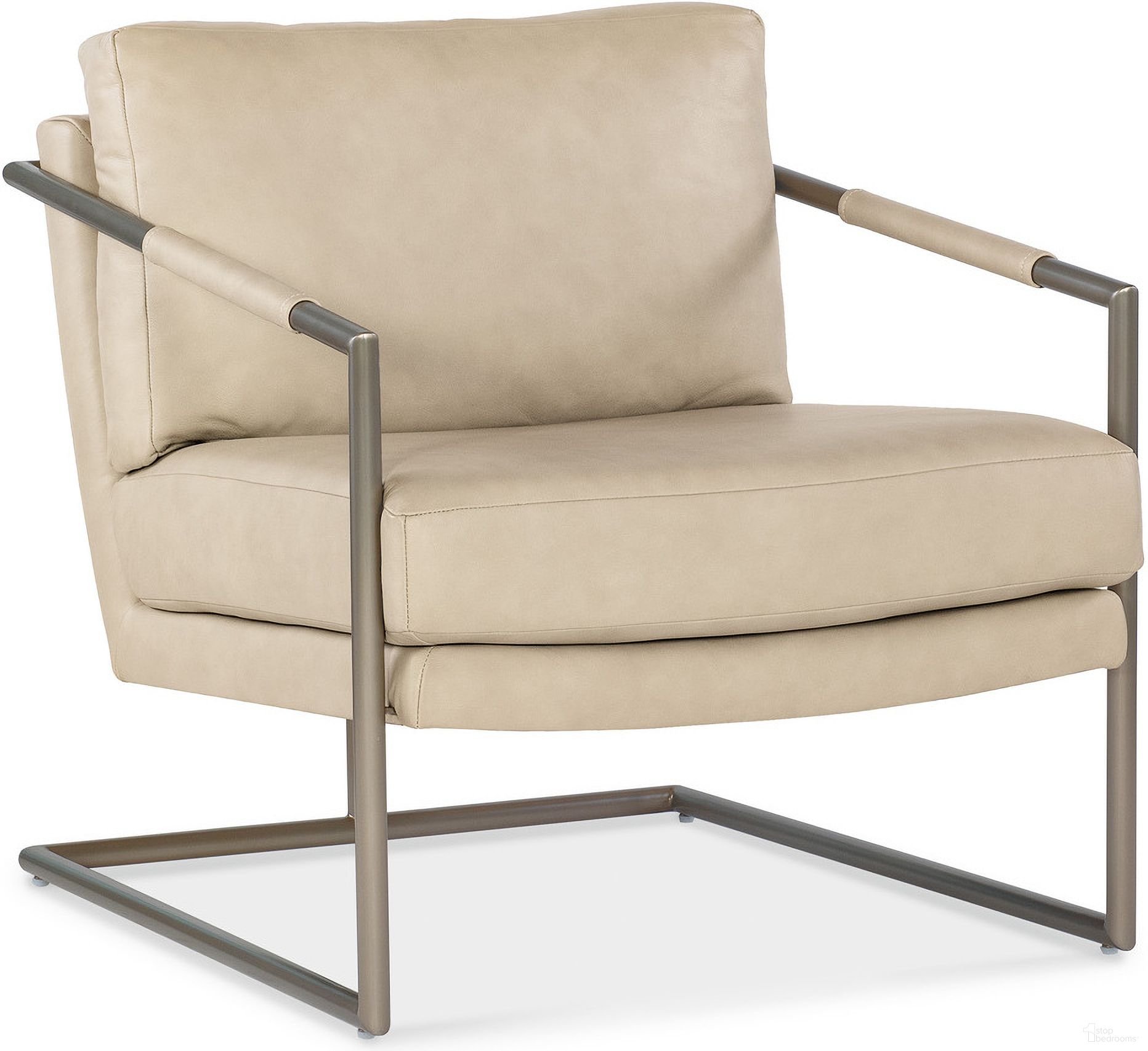 The appearance of Moody Metal Chair In Beige designed by Hooker in the transitional interior design. This beige piece of furniture was selected by 1StopBedrooms from CC Collection to add a touch of cosiness and style into your home. Sku: CC211-005. Material: Leather.