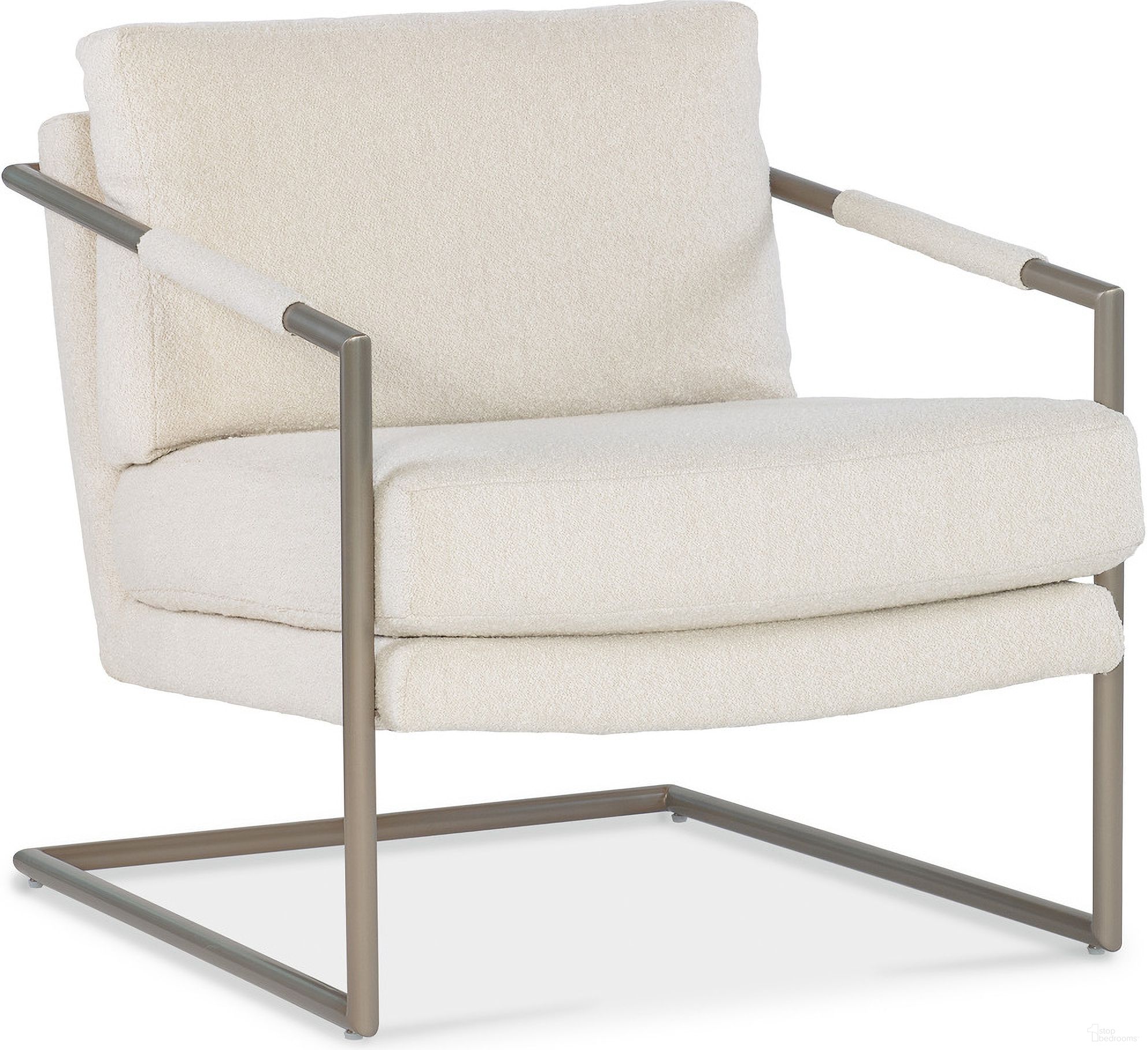 The appearance of Moody Metal Chair In Beige designed by Hooker in the transitional interior design. This beige piece of furniture was selected by 1StopBedrooms from CC Collection to add a touch of cosiness and style into your home. Sku: CC211-405. Material: Fabric.