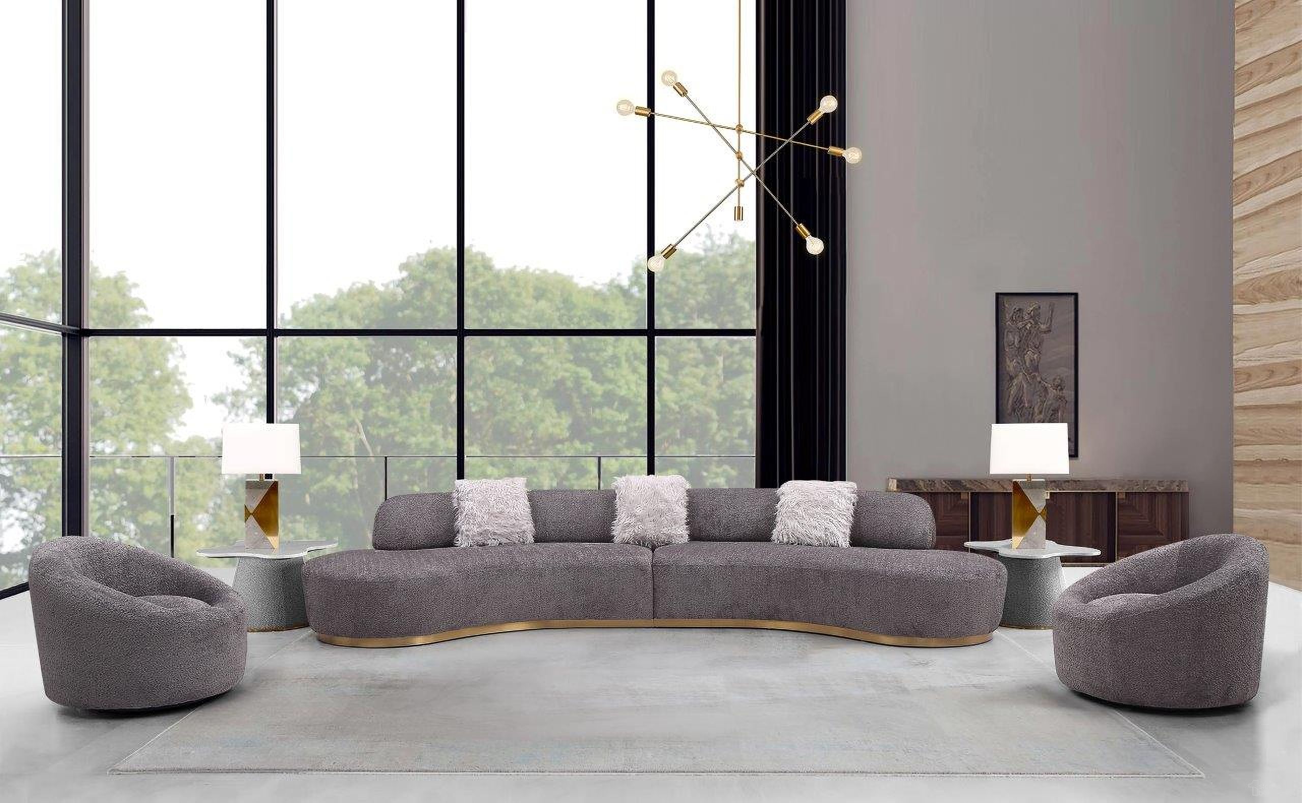 The appearance of Moon Sectional In Dark Grey designed by J&M in the modern / contemporary interior design. This dark grey piece of furniture  was selected by 1StopBedrooms from Moon Collection to add a touch of cosiness and style into your home. Sku: 18632-S. Material: Fabric.