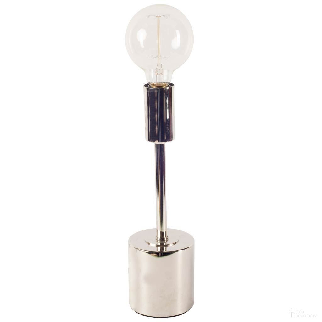 Mooney 17.5 Inch Metal Shade Less Table Lamp In Metallic Silver