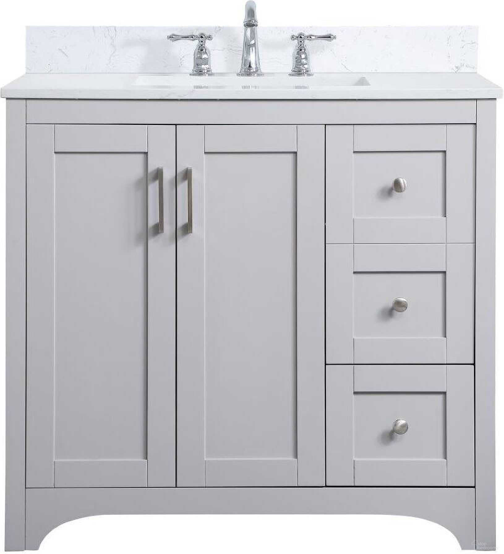 Moore 36 Inch Single Bathroom Vanity In Grey With Backsplash