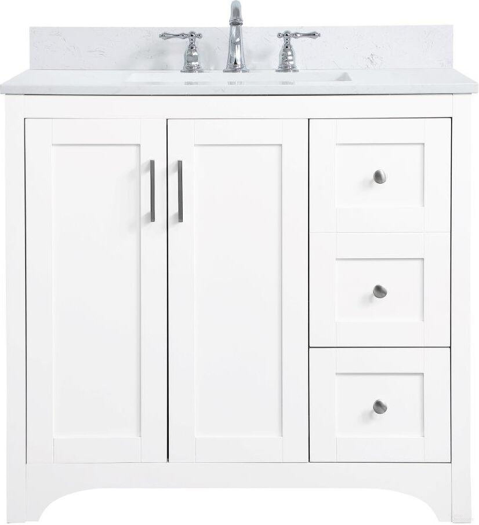 Moore 36 Inch Single Bathroom Vanity In White With Backsplash