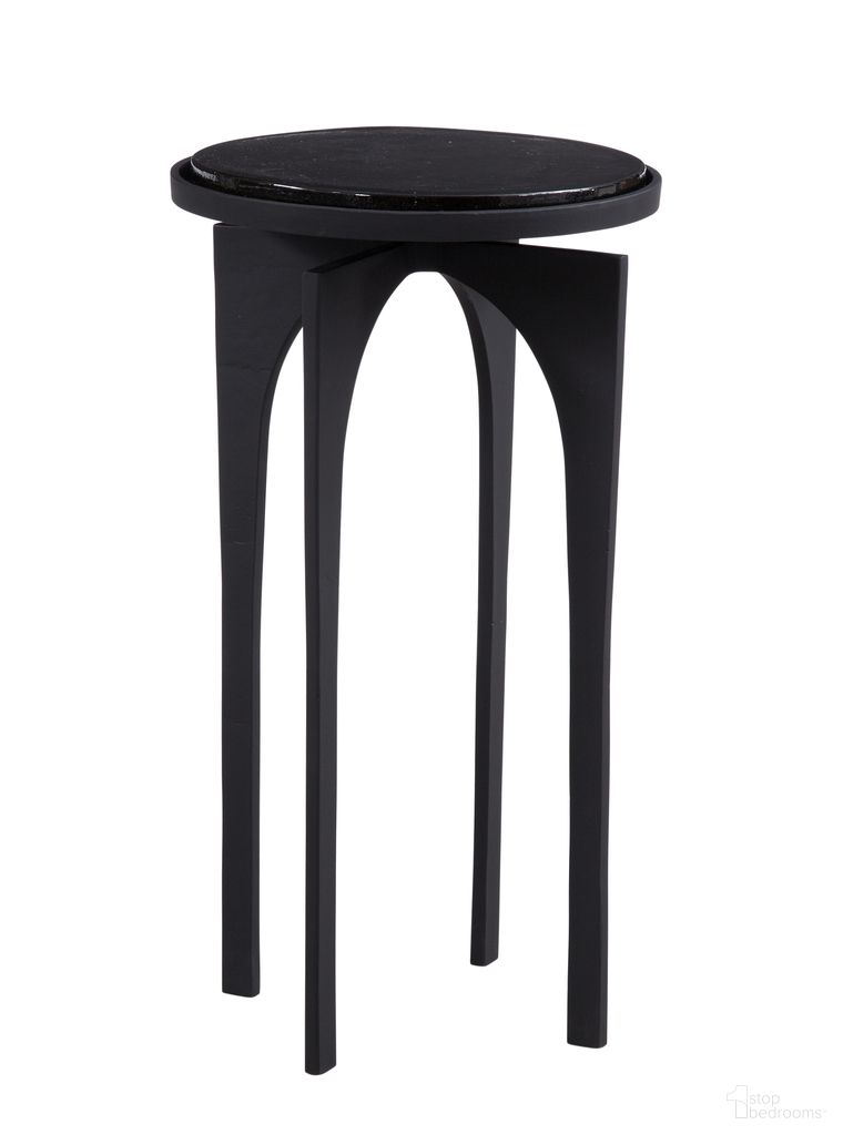 The appearance of Moore Accent Table In Matte Black designed by Bassett Mirror Company in the modern / contemporary interior design. This matte black piece of furniture  was selected by 1StopBedrooms from Moore Collection to add a touch of cosiness and style into your home. Sku: 5608-LR-223. Material: Glass.