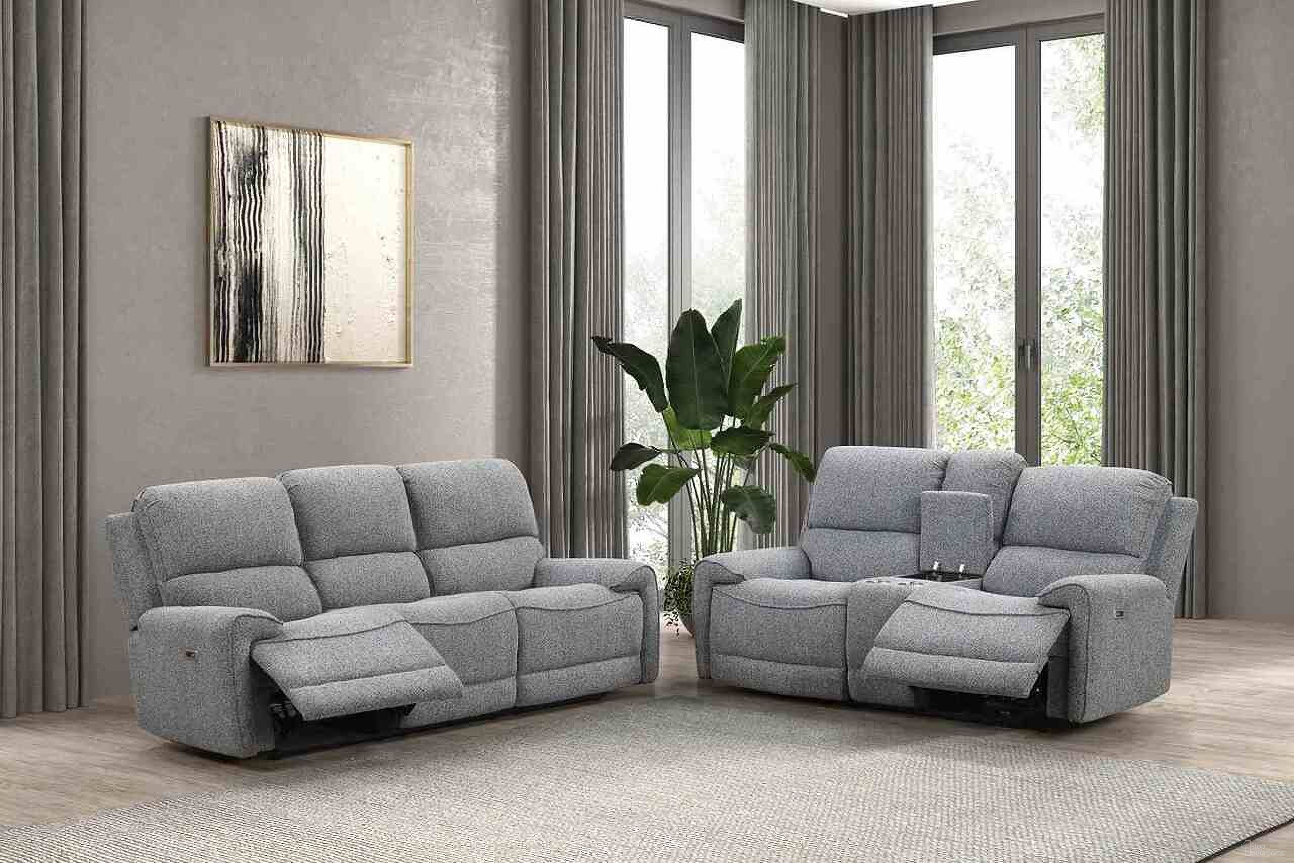 The appearance of Morcote Power Reclining Living Room Set In Gray designed by Furniture of America in the modern / contemporary interior design. This gray piece of furniture  was selected by 1StopBedrooms from Morcote Collection to add a touch of cosiness and style into your home. Sku: FM62001GY-SF-PM;FM62001GY-LV-PM. Material: Boucle.