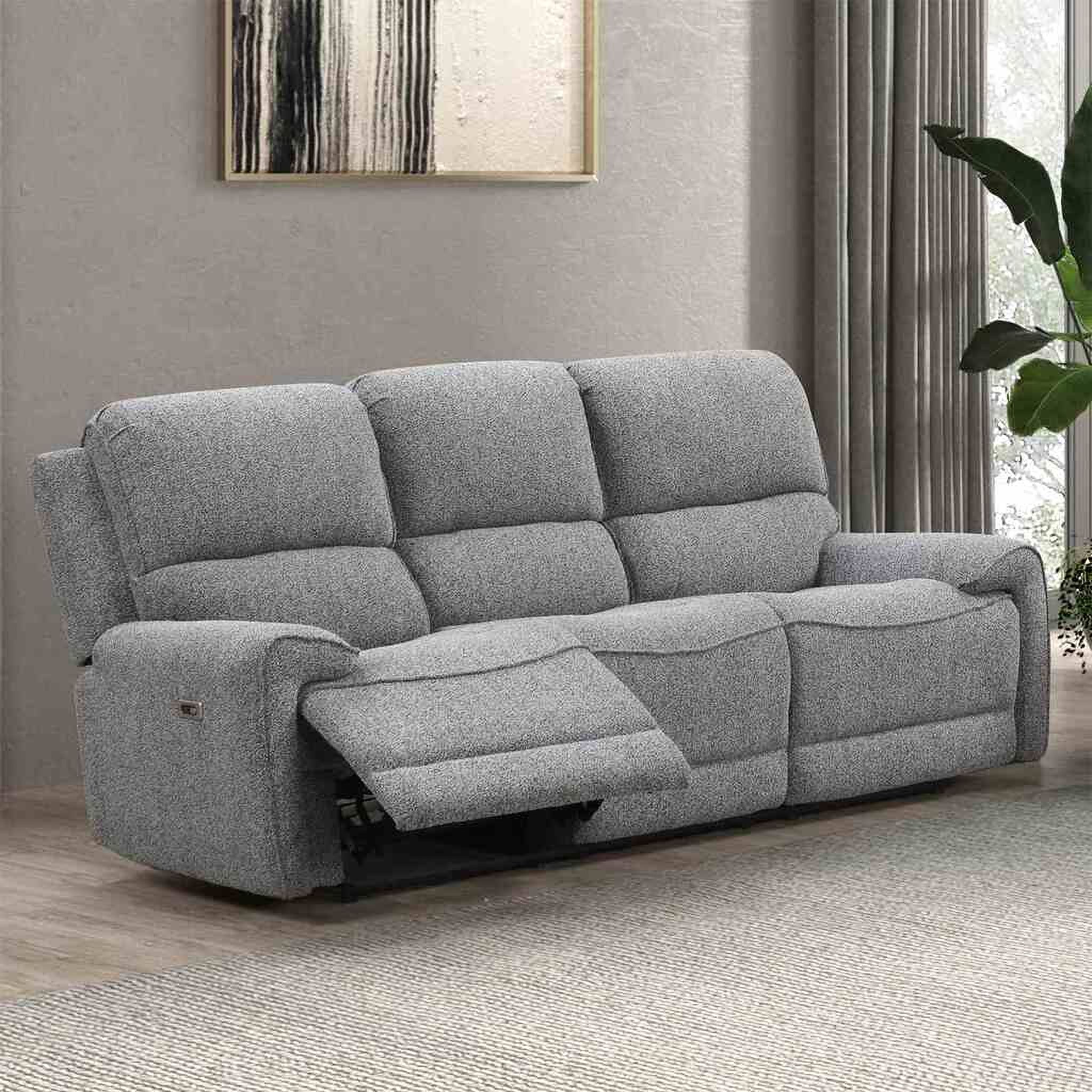 The appearance of Morcote Power Sofa In Gray designed by Furniture of America in the modern / contemporary interior design. This gray piece of furniture  was selected by 1StopBedrooms from Morcote Collection to add a touch of cosiness and style into your home. Sku: FM62001GY-SF-PM. Material: Boucle.