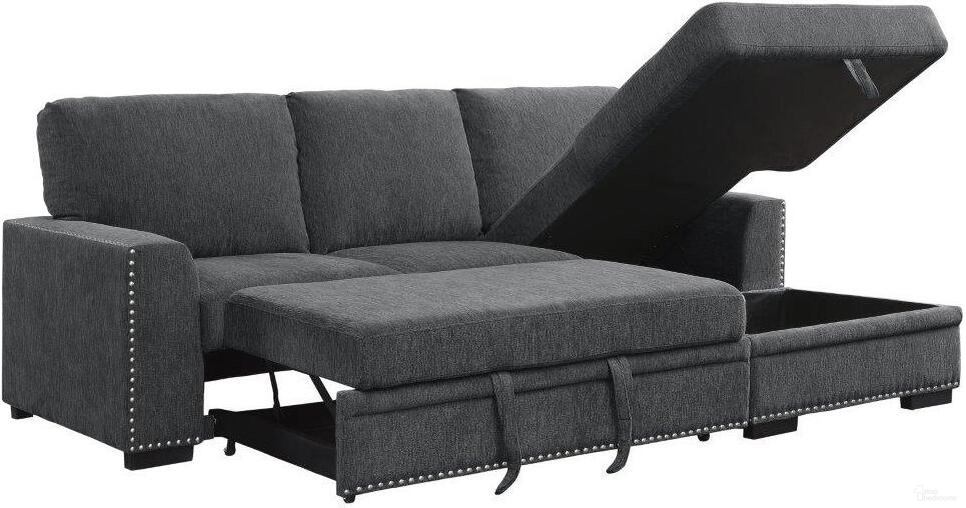 The appearance of Morelia 2-Piece Sectional with Pull-out Bed and Right Chaise with Hidden Storage In Charcoal designed by Homelegance in the modern / contemporary interior design. This charcoal piece of furniture was selected by 1StopBedrooms from Morelia Collection to add a touch of cosiness and style into your home. Sku: 9468CC-RC;9468CC-2L. Material: Chenille. Layout: Sofa & Chaise. Orientation: RAF.