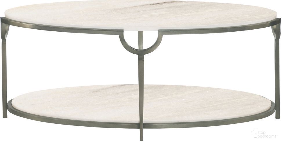 The appearance of Morello Oval Metal Cocktail Table designed by Bernhardt in the modern / contemporary interior design. This oxidized nickel/carrara marble piece of furniture  was selected by 1StopBedrooms from Morello Collection to add a touch of cosiness and style into your home. Sku: 469013. Material: Steel.