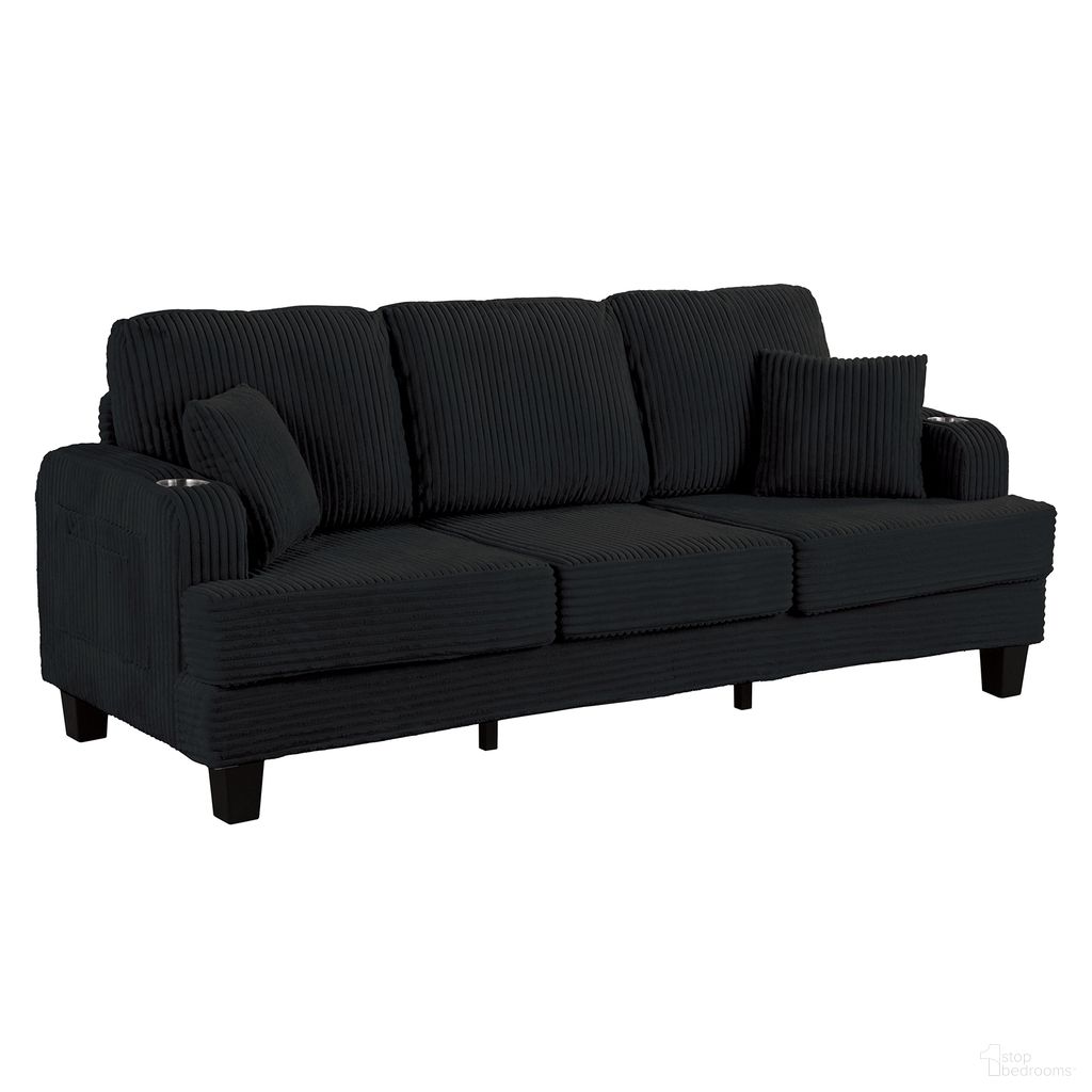 The appearance of Moretaine Sofa In Black designed by Furniture of America in the modern / contemporary interior design. This black piece of furniture was selected by 1StopBedrooms from Moretaine Collection to add a touch of cosiness and style into your home. Sku: SL6932BK-SF-1;SL6932BK-SF-2. Material: Fabric.