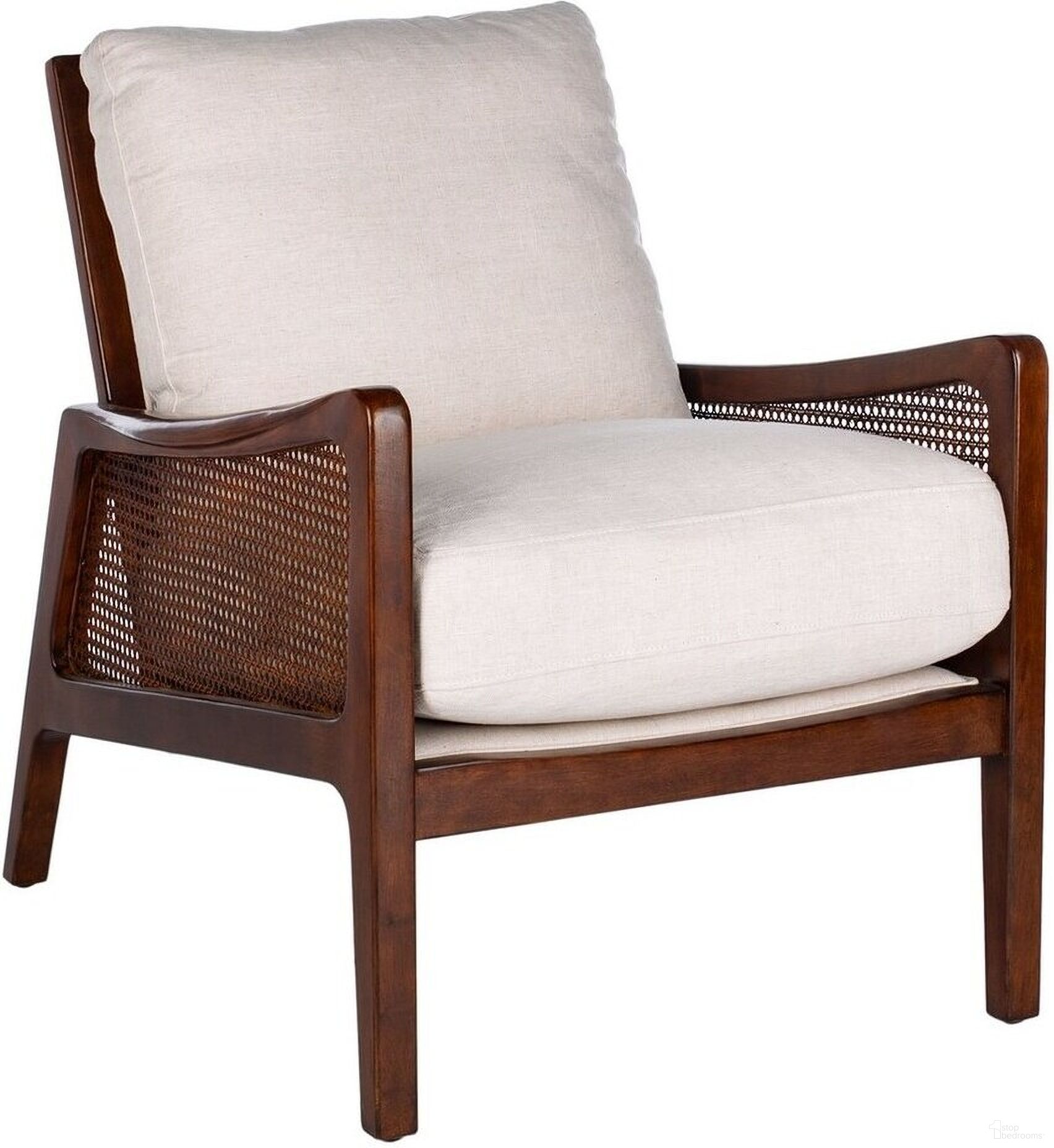 The appearance of Moretti Wood Frame Accent Chair In Oatmeal designed by Safavieh Couture in the modern / contemporary interior design. This oatmeal piece of furniture  was selected by 1StopBedrooms from Moretti Collection to add a touch of cosiness and style into your home. Sku: KNT4100B. Material: Wood.
