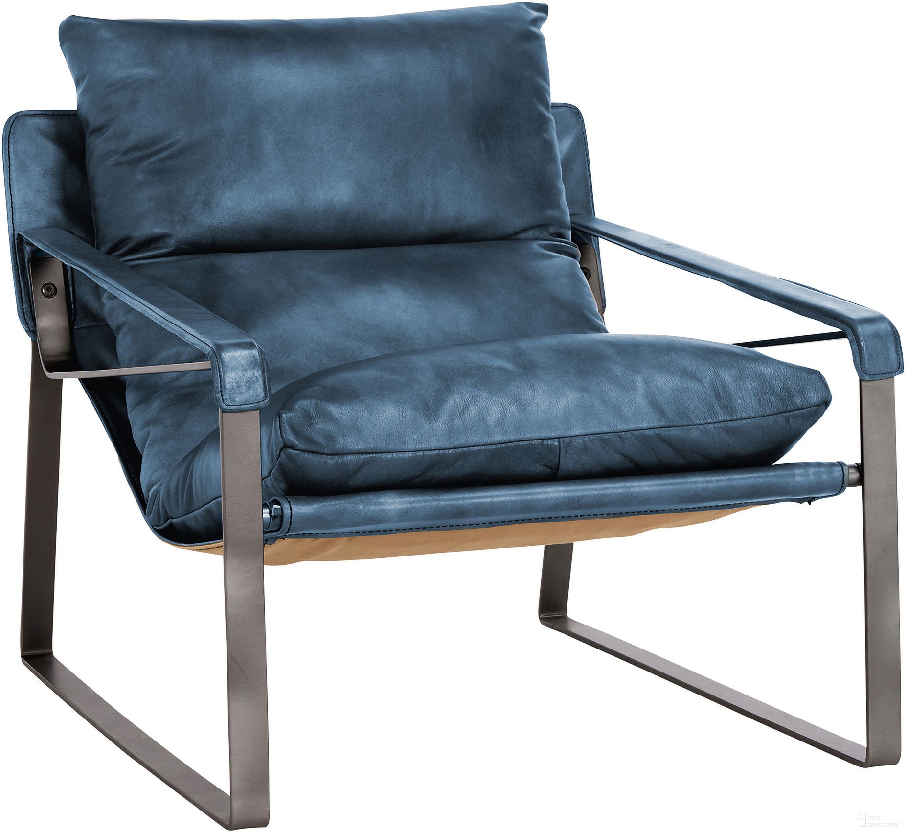 The appearance of Morgan Accent Chair In Blue designed by Classic Home in the modern / contemporary interior design. This blue piece of furniture was selected by 1StopBedrooms from Morgan Collection to add a touch of cosiness and style into your home. Sku: 53004677. Material: Top Grain Leather.