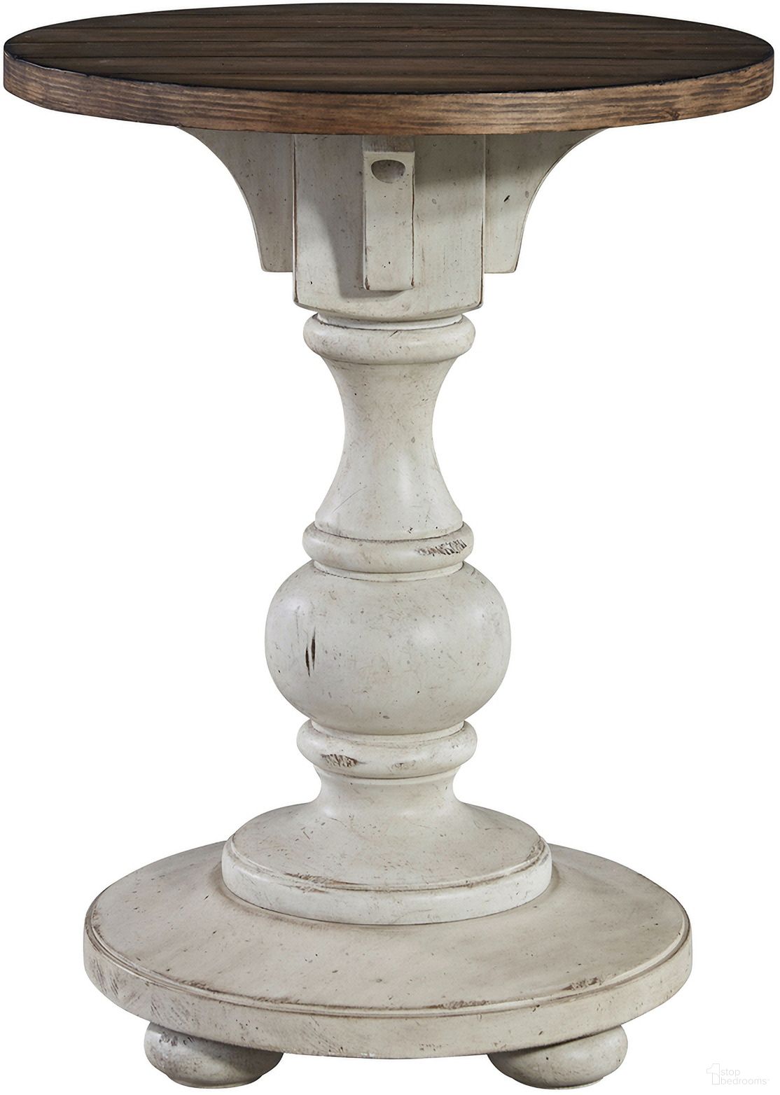 The appearance of Morgan Creek Antique White Chair Side Table designed by Liberty in the traditional interior design. This brown piece of furniture was selected by 1StopBedrooms from Morgan Creek Collection to add a touch of cosiness and style into your home. Sku: 498-OT1021. Material: Wood.