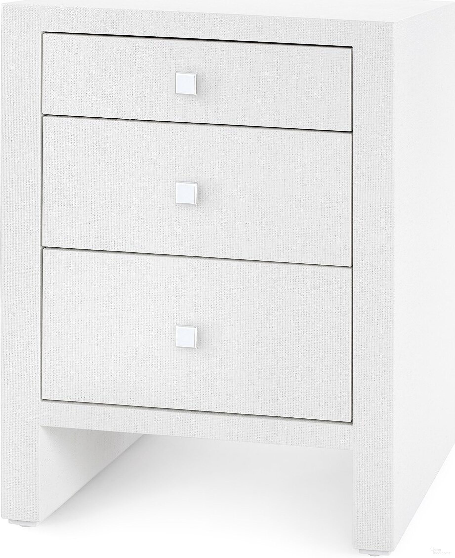 The appearance of Morgan Grasscloth 3-Drawer Side Table In Chiffon White designed by Villa & House in the transitional interior design. This white piece of furniture  was selected by 1StopBedrooms from Morgan Collection to add a touch of cosiness and style into your home. Sku: MOR-130-59.