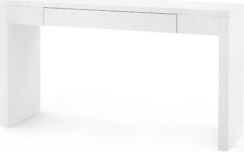 The appearance of Morgan Large Grasscloth Console Table In Chiffon White designed by Villa & House in the transitional interior design. This white piece of furniture  was selected by 1StopBedrooms from Morgan Collection to add a touch of cosiness and style into your home. Sku: MOR-410-59.