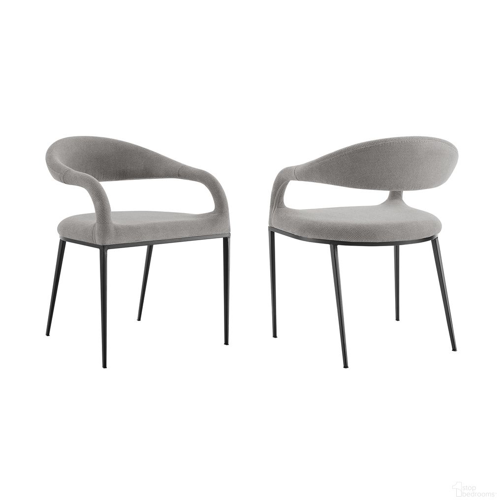 Morgan Upholstered Dining Chair with Matte Black Iron and Light Gray Fabric Set of 2