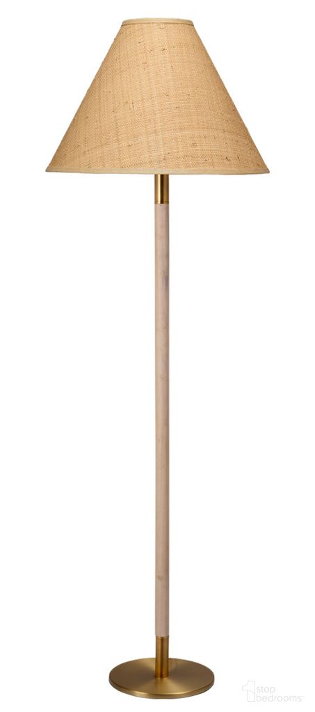 Morgana Metal and Wood Floor Lamp In Antique Brass