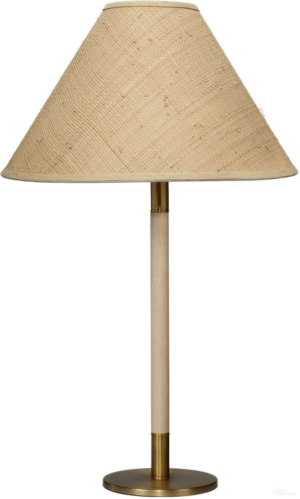 Morgana Wood and Metal Table Lamp In Natural and Antique Brass