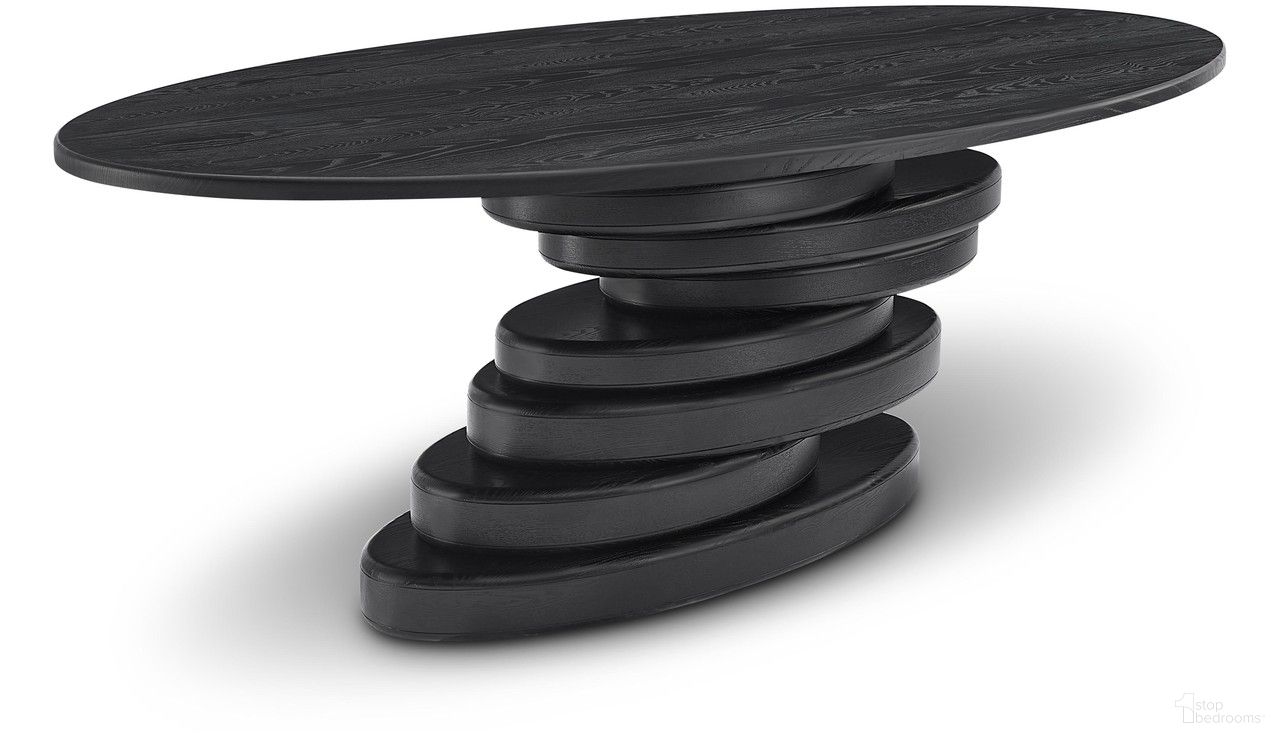 The appearance of Moriah Dining Table In Black designed by Meridian in the modern / contemporary interior design. This black piece of furniture  was selected by 1StopBedrooms from Moriah Collection to add a touch of cosiness and style into your home. Sku: 924Black-T Box 1/2 (Top);924Black-T Box 2/2 (Base). Table Base Style: Pedestal. Table Top Shape: Oval. Material: MDF. Size: 48" x 90".
