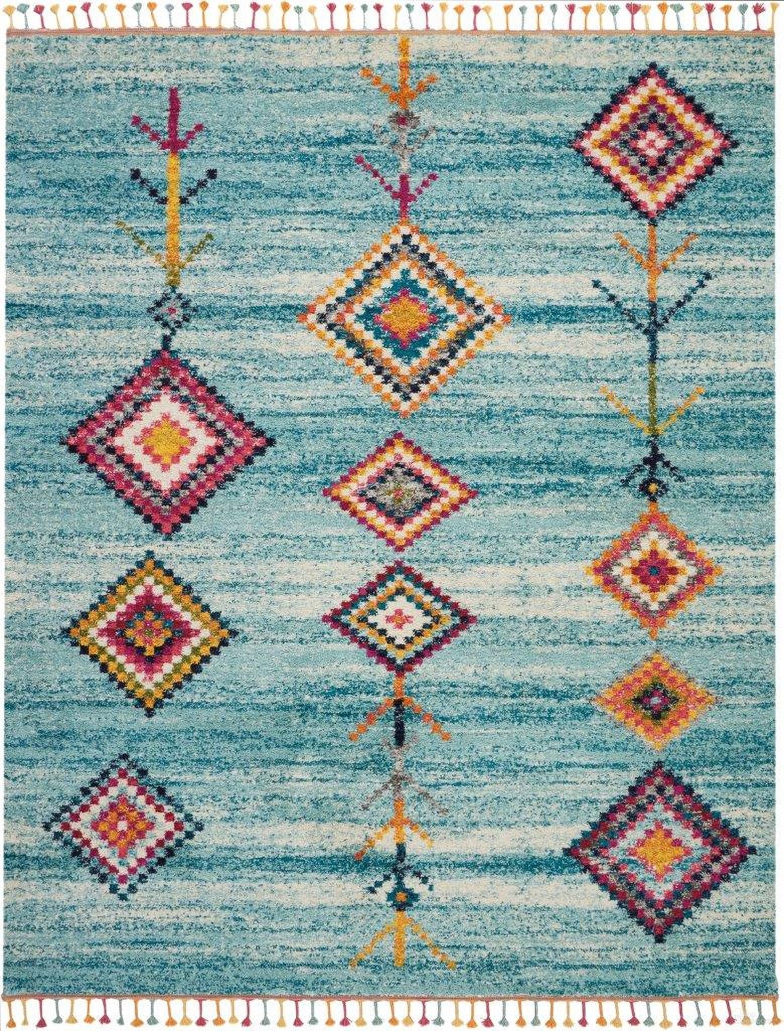 Moroccan Casbah Aqua 7'10" x 10'6" Area Rug