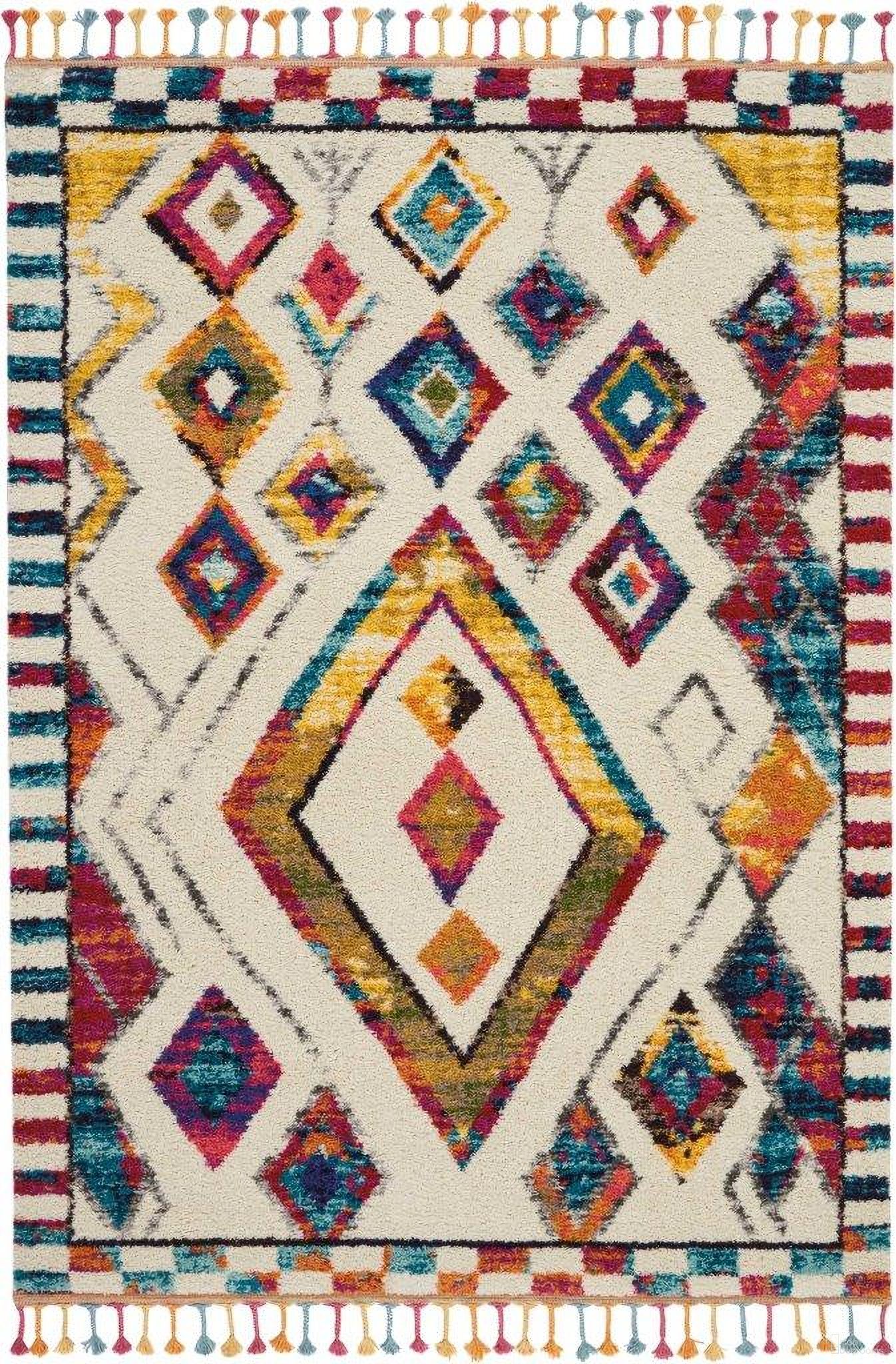 Moroccan Casbah Ivory and Multicolor 3'11" x 6' Area Rug