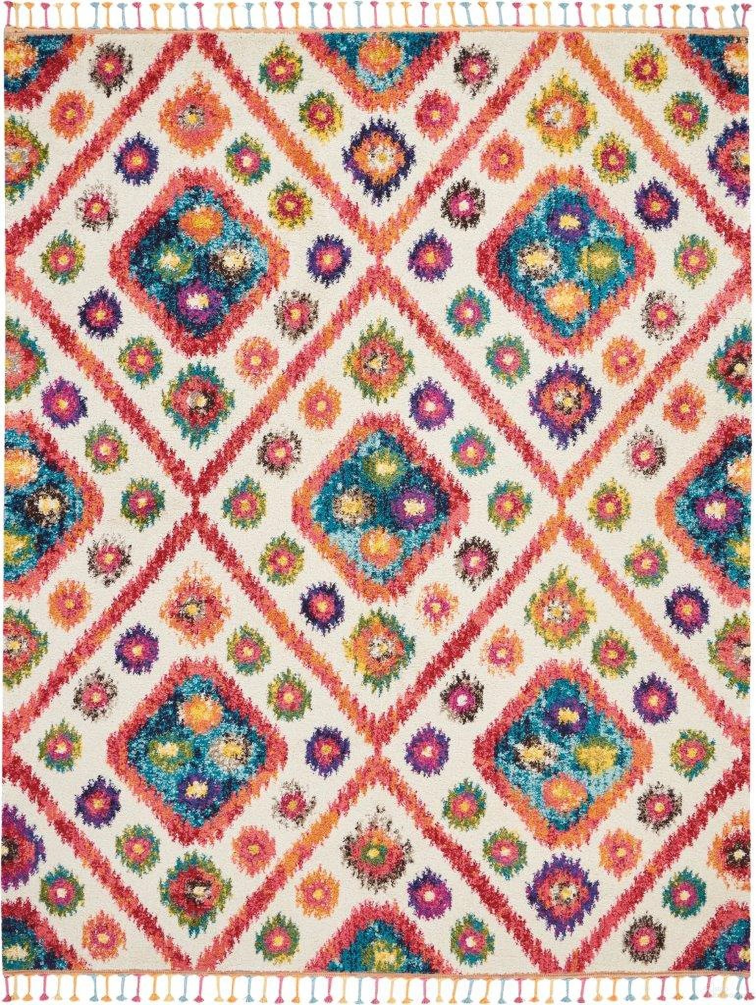 Moroccan Casbah Ivory and Pink 7'10" x 10'6" Area Rug