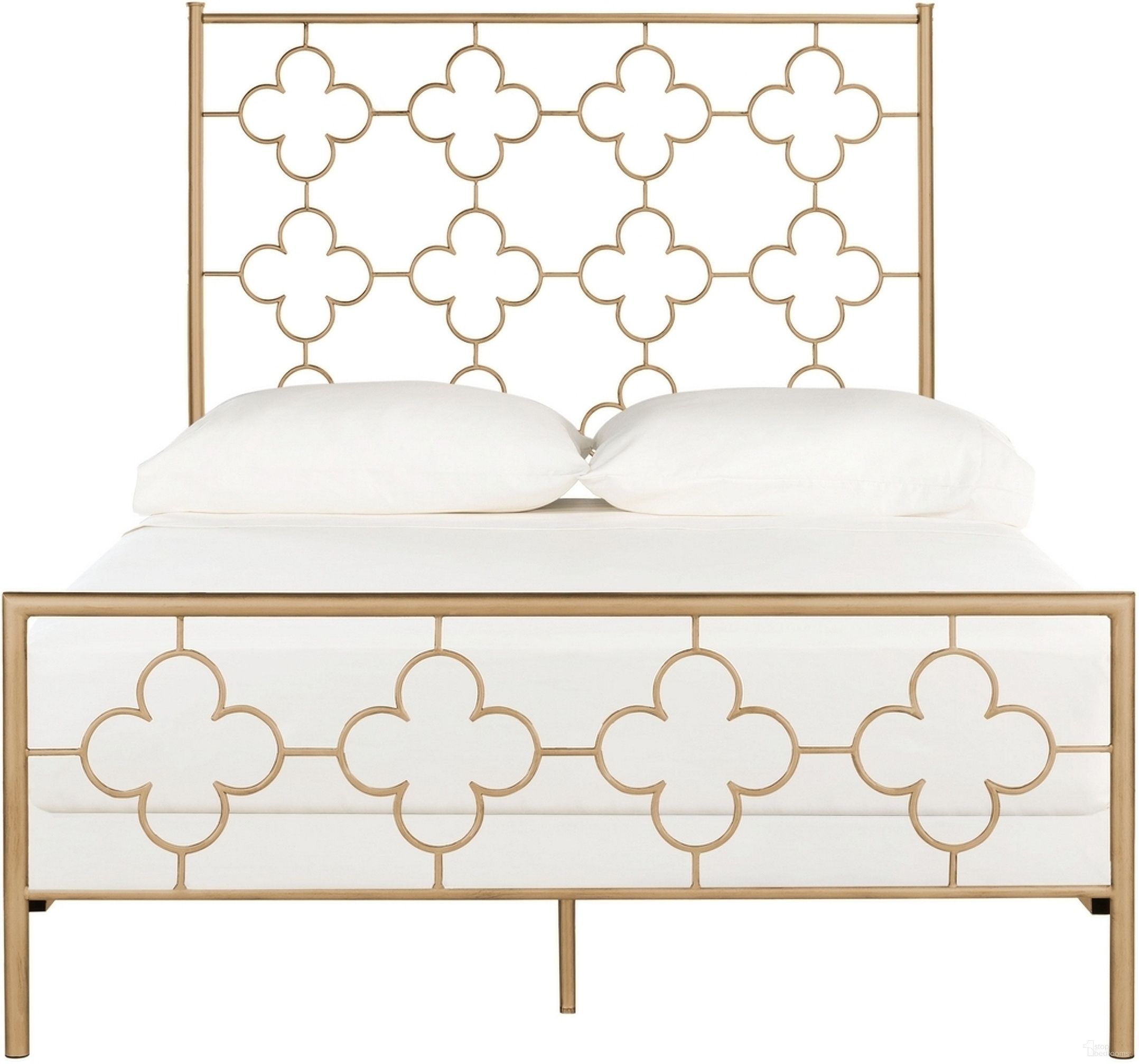 The appearance of Morris Antique Gold Lattice Metal Full Bed designed by Safavieh in the modern / contemporary interior design. This antique gold piece of furniture was selected by 1StopBedrooms from Morris Collection to add a touch of cosiness and style into your home. Sku: FOX6297A-F. Bed Size: Full. Material: Iron. Bed Type: Slat / Spindle Bed.
