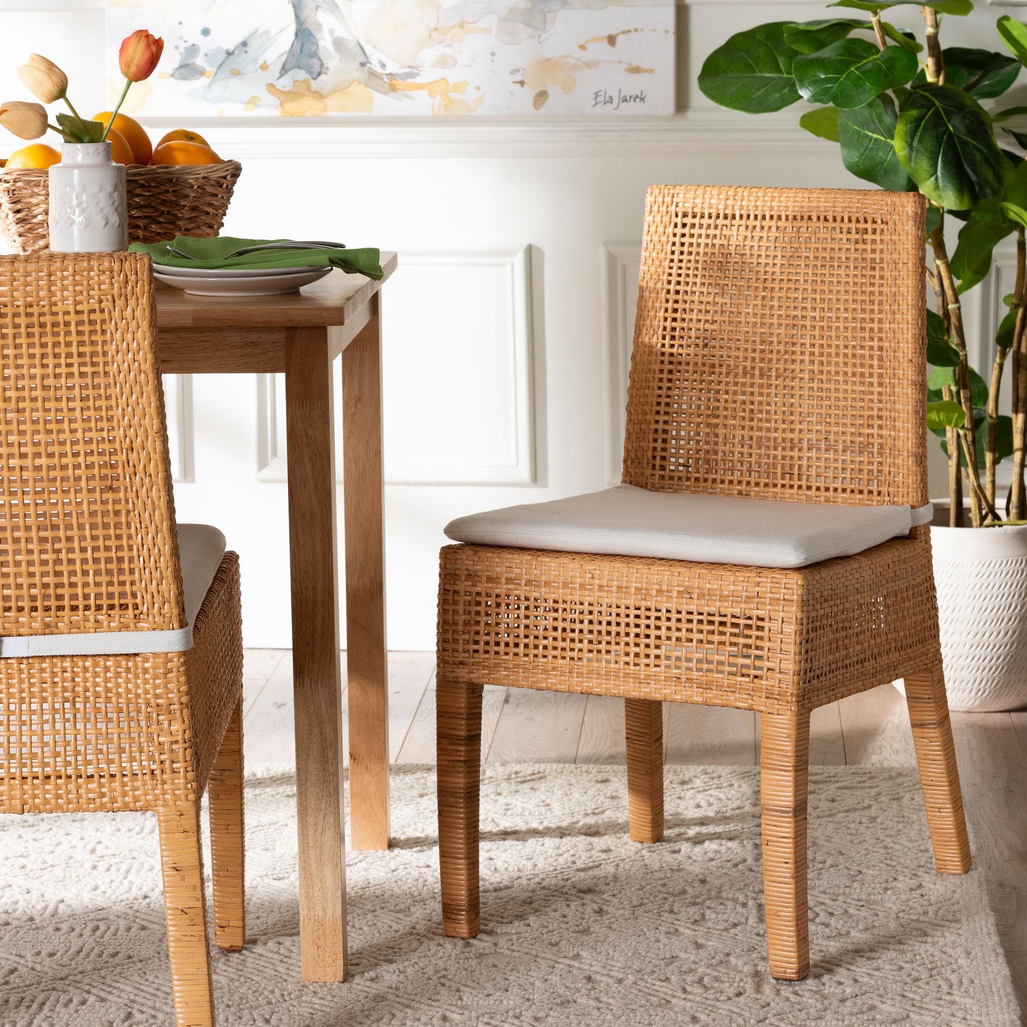 The appearance of Morris Rattan Dining Chair In Light Honey and White designed by Baxton Studio in the bohemian interior design. This light honey and white piece of furniture was selected by 1StopBedrooms from Morris Collection to add a touch of cosiness and style into your home. Sku: MD-39688 Morris-Mahogany/Rattan Honey-DC. Material: Mahogany. Chair Type: Side Chair.