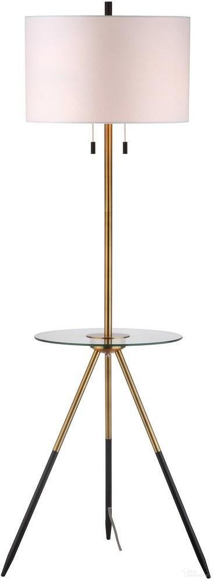 The appearance of Morrison Brass Gold/Black Floor Lamp Side Table designed by Safavieh in the rustic / southwestern interior design. This gold piece of furniture was selected by 1StopBedrooms from Safavieh FLL Collection to add a touch of cosiness and style into your home. Sku: FLL4020A. Material: Brass.