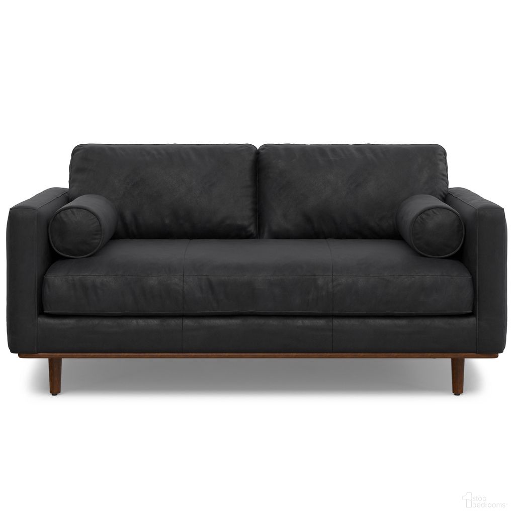 The appearance of Morrison Genuine Leather 72 Inch Mid Century Sofa In Lead Black designed by Simpli Home in the transitional interior design. This lead black piece of furniture was selected by 1StopBedrooms from Morrison Collection to add a touch of cosiness and style into your home. Sku: AXCSOFMOR72-LBL. Material: Genuine Leather.