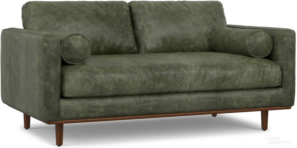 The appearance of Morrison Genuine Leather 72 Inch Mid Century Sofa In Moss Green designed by Simpli Home in the transitional interior design. This moss green piece of furniture was selected by 1StopBedrooms from Morrison Collection to add a touch of cosiness and style into your home. Sku: AXCSOFMOR72-MGN. Material: Genuine Leather.