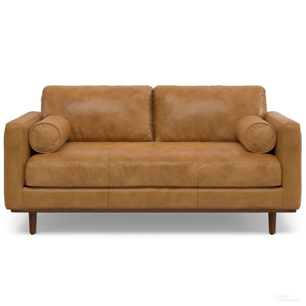 The appearance of Morrison Genuine Leather 72 Inch Sofa In Sienna designed by Simpli Home in the transitional interior design. This sienna piece of furniture was selected by 1StopBedrooms from Morrison Collection to add a touch of cosiness and style into your home. Sku: AXCSOFMOR72-SIE. Material: Pine.