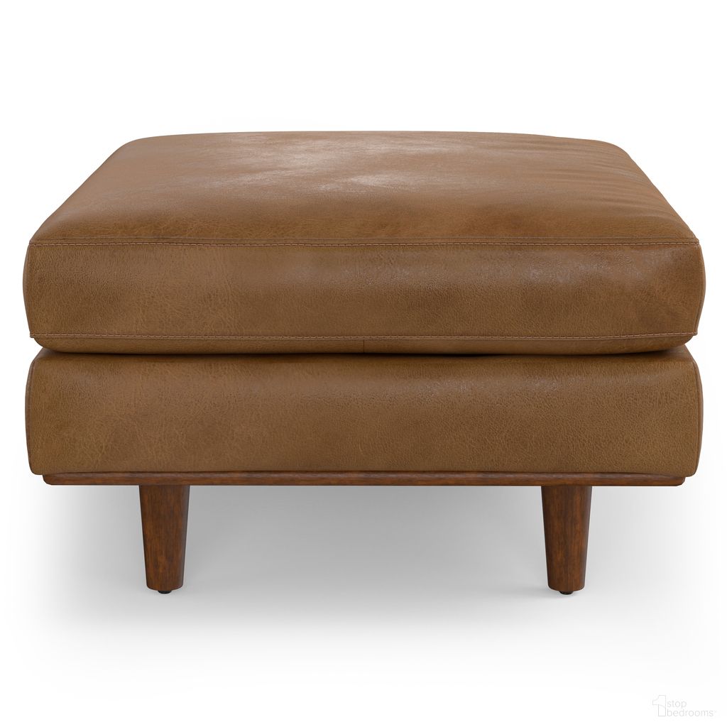 The appearance of Morrison Genuine Leather Ottoman In Caramel Brown designed by Simpli Home in the transitional interior design. This caramel brown piece of furniture was selected by 1StopBedrooms from Morrison Collection to add a touch of cosiness and style into your home. Sku: AXCOTMOR-CAR. Material: Pine.