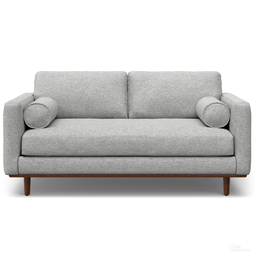The appearance of Morrison Woven-Blend Fabric 72 Inch Sofa In Mist Grey designed by Simpli Home in the transitional interior design. This mist grey piece of furniture  was selected by 1StopBedrooms from Morrison Collection to add a touch of cosiness and style into your home. Sku: AXCSOFMOR72-MG. Material: Pine.