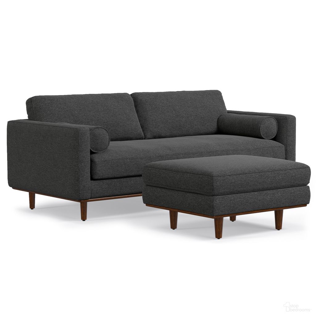 Morrison Woven-Blend Fabric 89-inch Sofa and Ottoman Set In Charcoal Grey