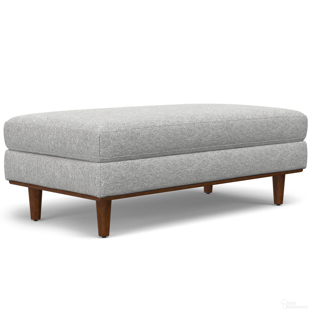 The appearance of Morrison Woven-Blend Fabric Large Rectangular Ottoman In Mist Grey designed by Simpli Home in the transitional interior design. This mist grey piece of furniture was selected by 1StopBedrooms from Morrison Collection to add a touch of cosiness and style into your home. Sku: AXCOTMORLG-MG. Material: Pine.