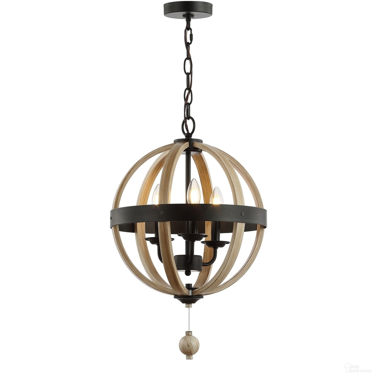 The appearance of Moshe Black and Brown Wooden Finish Pendant designed by Safavieh in the modern / contemporary interior design. This black piece of furniture  was selected by 1StopBedrooms from Safavieh PND Collection to add a touch of cosiness and style into your home. Sku: PND4081A. Material: Wood.