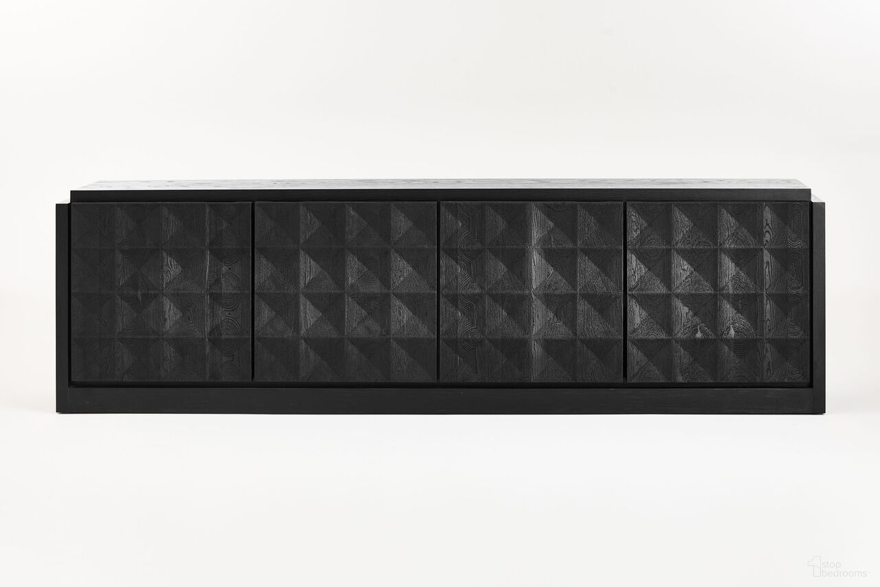 Moss Wide Sideboard Sandblasted Matte Black Pine Doors In Matte Black