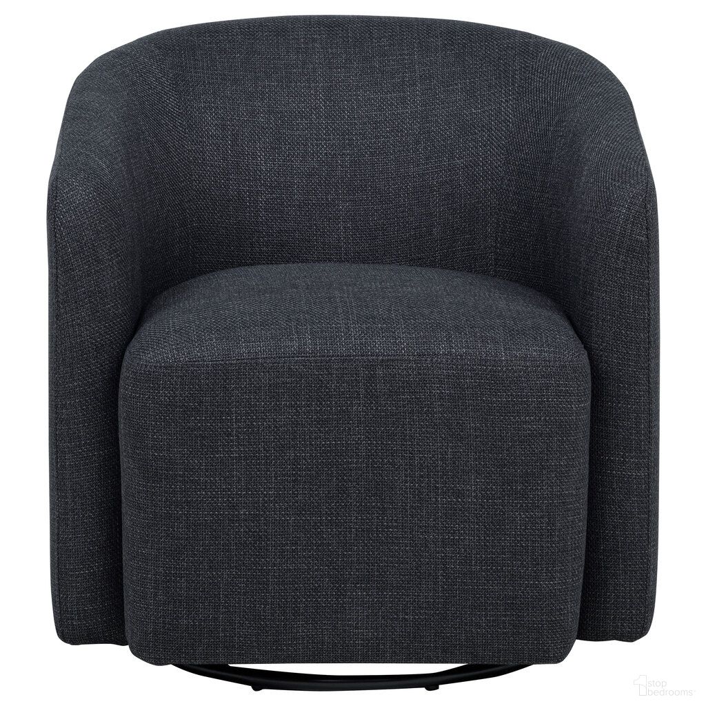 The appearance of Mossbrook Fabric Upholstered Swivel Accent Chair In Anthracite designed by Coaster in the transitional interior design. This anthracite piece of furniture was selected by 1StopBedrooms from Mossbrook Collection to add a touch of cosiness and style into your home. Sku: 903223. Material: Plywood.