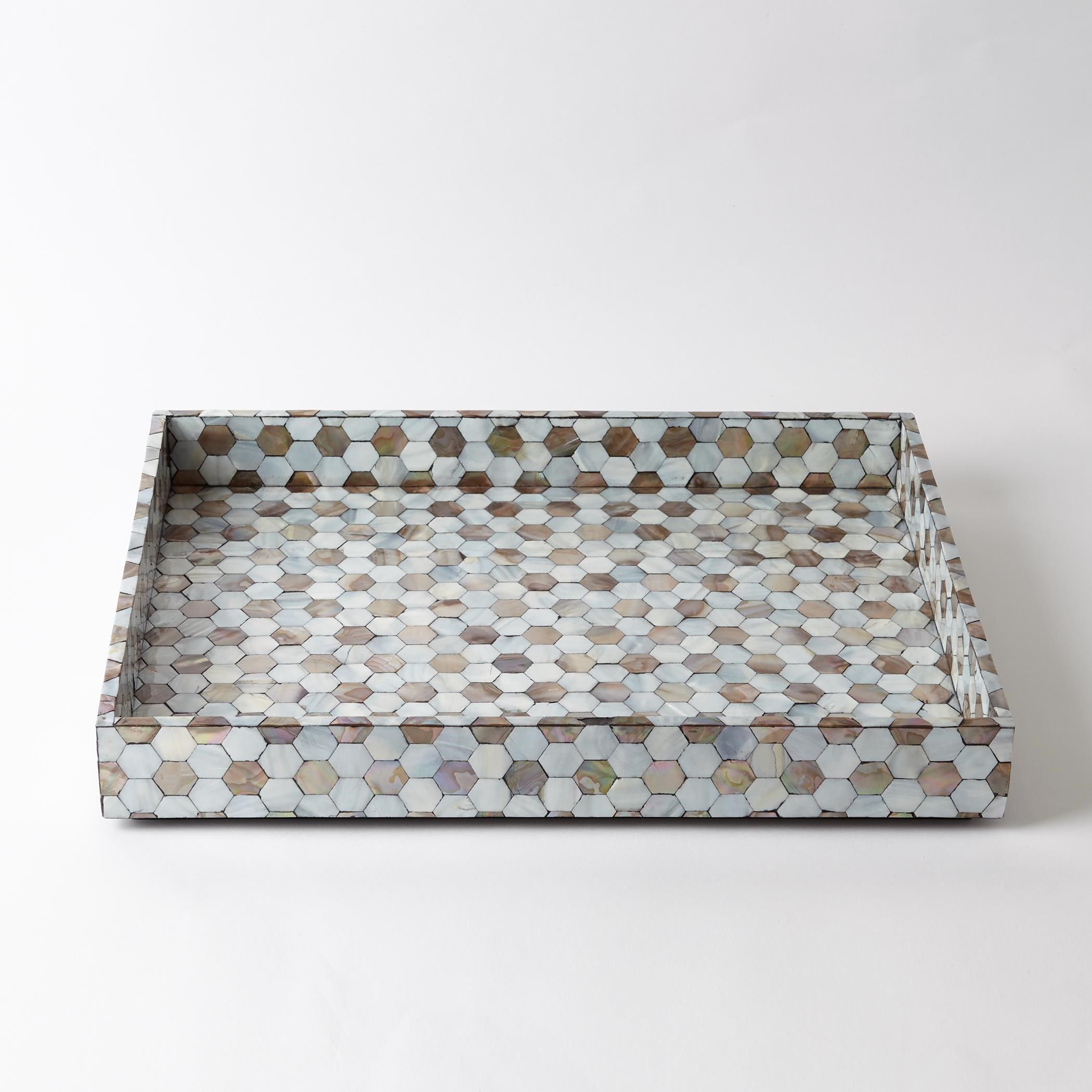 Mother Of Pearl Small Tray In Gray
