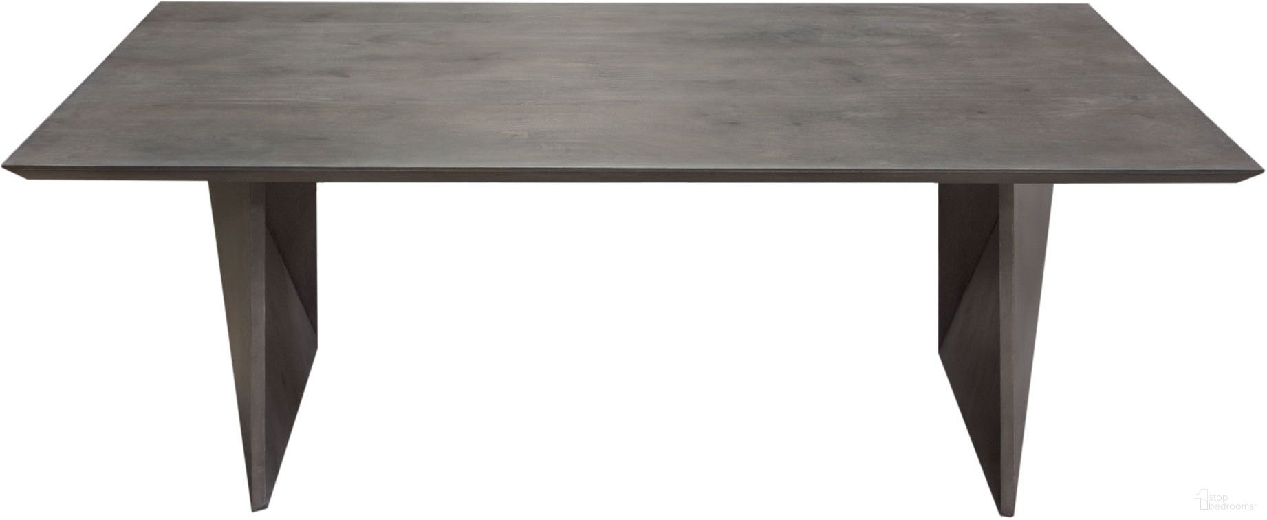 Motion Solid Mango Wood Dining Table in Smoke Grey Finish with Silver Metal Inlay