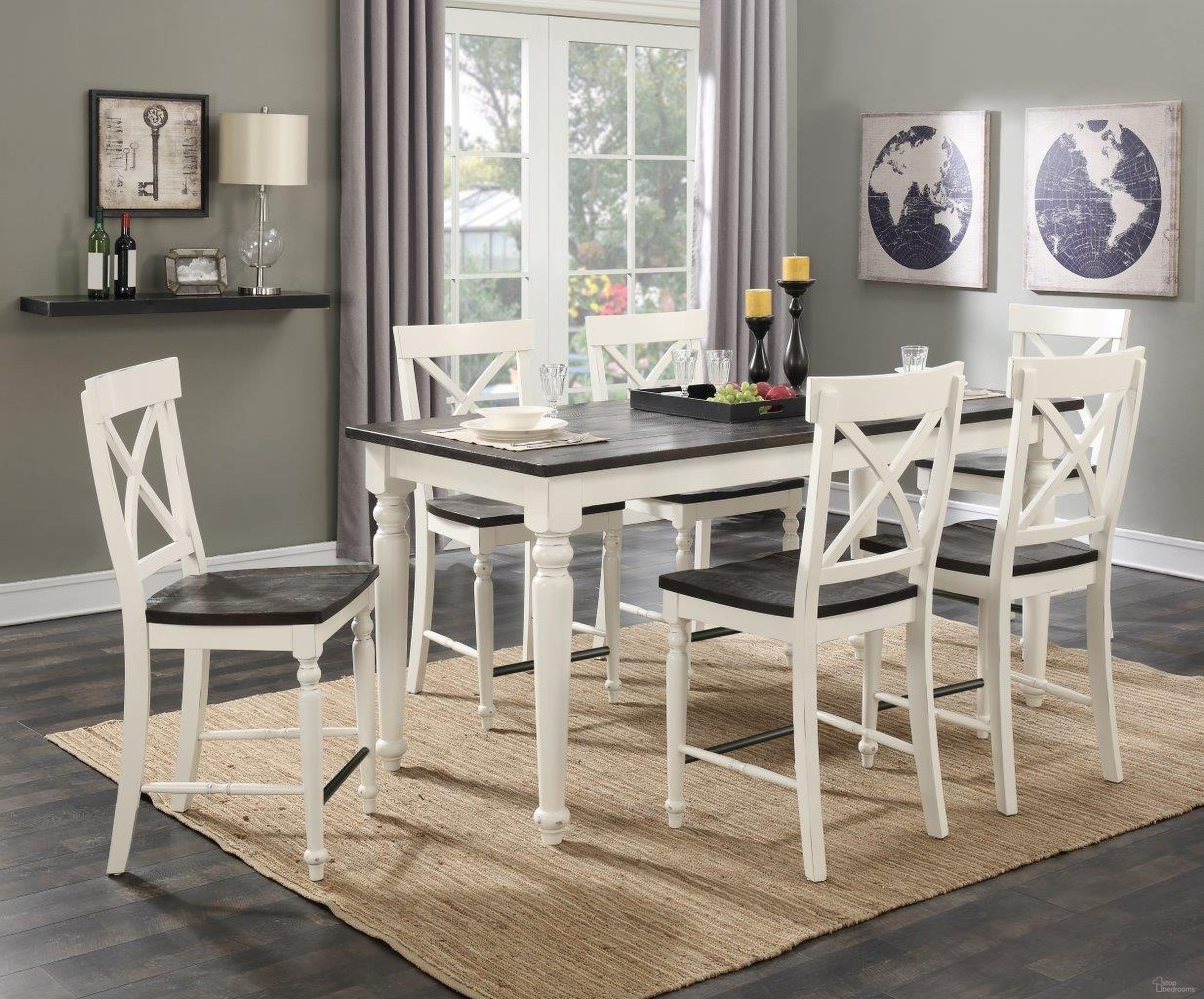 The appearance of Mountain Retreat Gathering Height Butterfly Leaf Dining Room Set In Dark Mocha And Antique White designed by Emerald Home Furnishings in the country / farmhouse interior design. This antique white piece of furniture was selected by 1StopBedrooms from Mountain Retreat Collection to add a touch of cosiness and style into your home. Sku: D601-13-09;D601-24-09. Material: Wood. Table Top Shape: Rectangular. Size: 36" x 96".