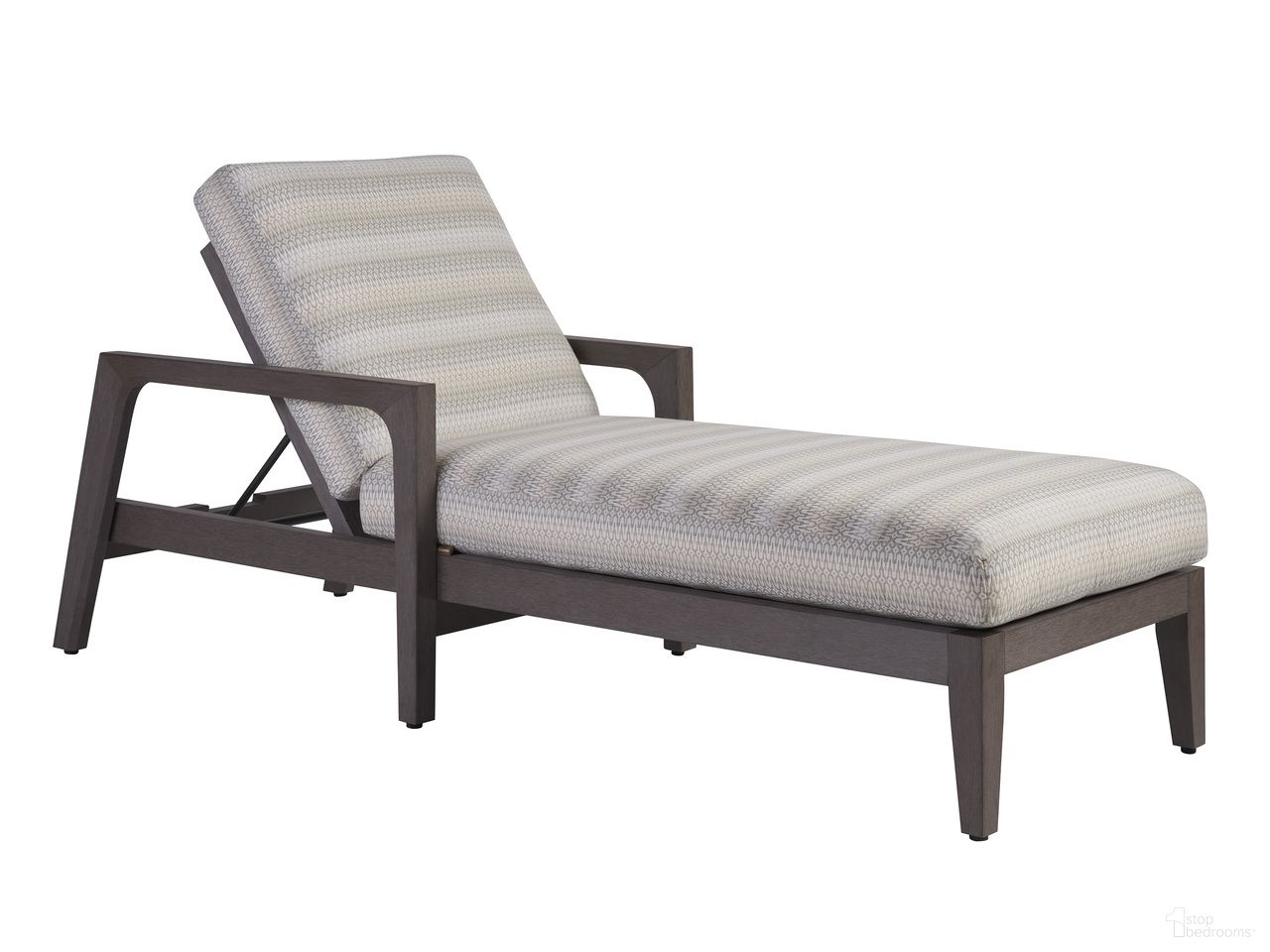 The appearance of Mozambique Chaise In Gray and Taupe designed by Tommy Bahama in the modern / contemporary interior design. This gray/taupe piece of furniture was selected by 1StopBedrooms from Mozambique Collection to add a touch of cosiness and style into your home. Sku: 3370-75-40. Material: Teak.