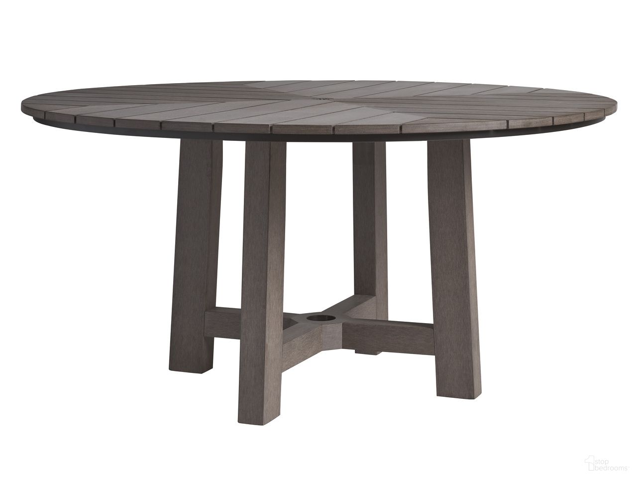 The appearance of Mozambique Round Dining Table In Gray and Taupe designed by Tommy Bahama in the modern / contemporary interior design. This gray/taupe piece of furniture was selected by 1StopBedrooms from Mozambique Collection to add a touch of cosiness and style into your home. Sku: 3370-870C. Table Top Shape: Round. Material: Teak.