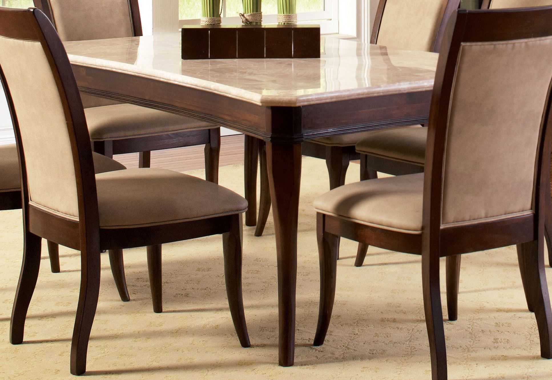 The appearance of Marseille Merlot Cherry Rectangular Dining Table designed by Steve Silver in the transitional interior design. This brown piece of furniture was selected by 1StopBedrooms from Marseille Collection to add a touch of cosiness and style into your home. Sku: MS850WT. Table Base Style: Legs. Table Top Shape: Rectangular. Size: 70" x 42".