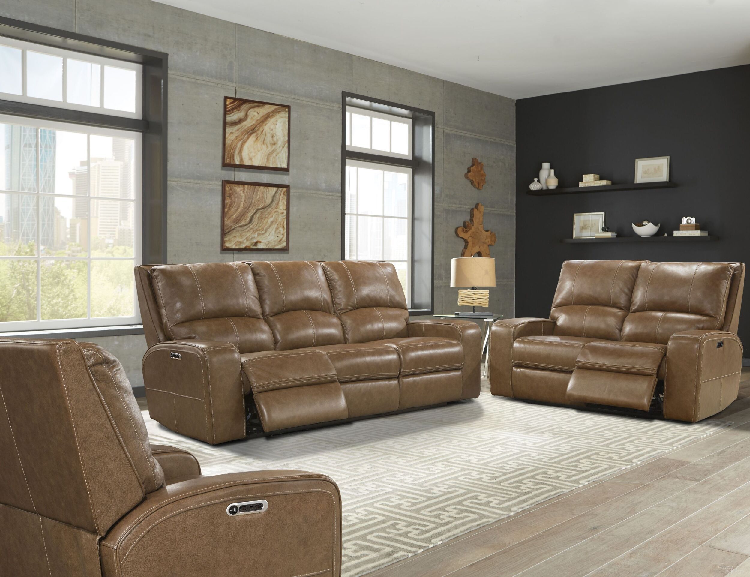 The appearance of Swift Bourbon Dual Power Reclining Living Room Set designed by Parker House in the modern / contemporary interior design. This brown piece of furniture  was selected by 1StopBedrooms from Swift Collection to add a touch of cosiness and style into your home. Sku: MSWI#832PH-BOU;MSWI#822PH-BOU. Material: Leather.